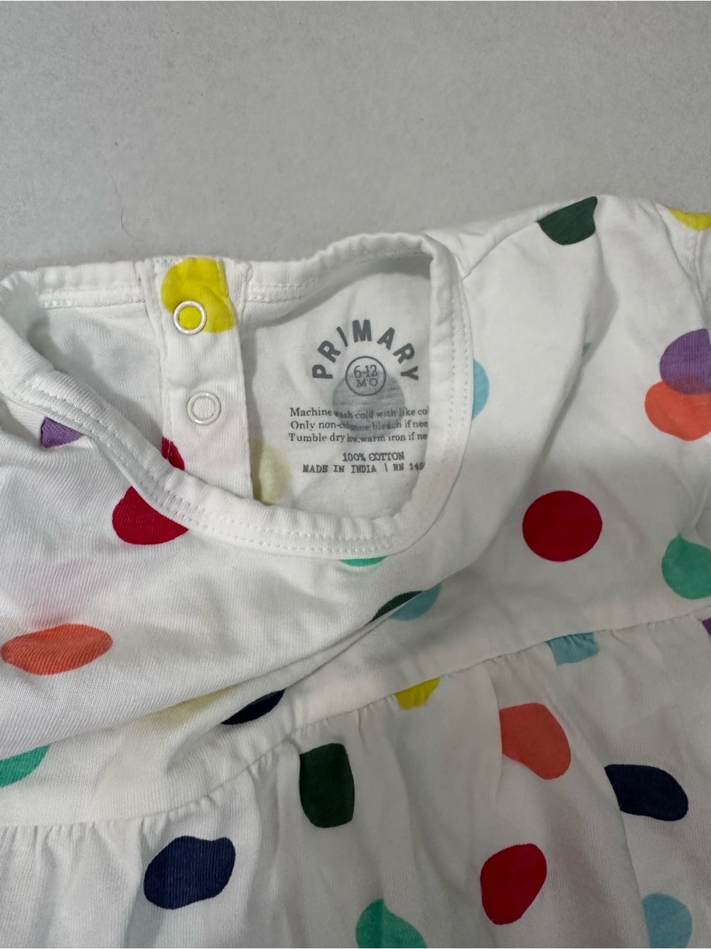 PRIMARY Baby Bubble Shortie in Rainbow Confetti Dot 6-12 Months - Picture 2 of 3